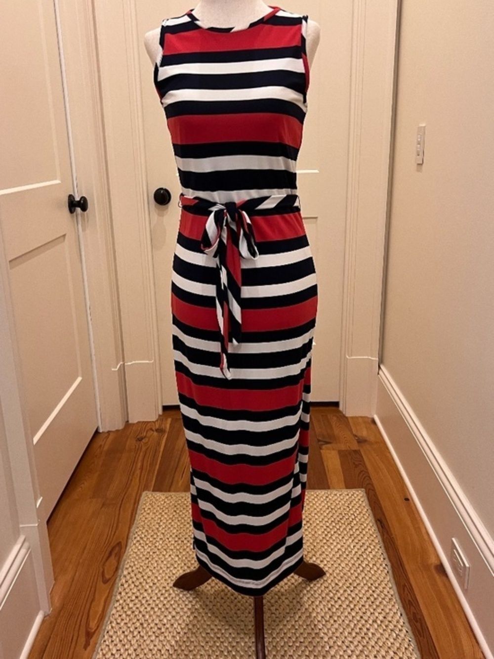 Banana Republic Striped Maxi Dress XS in colorful tones, blue, watermelon, white